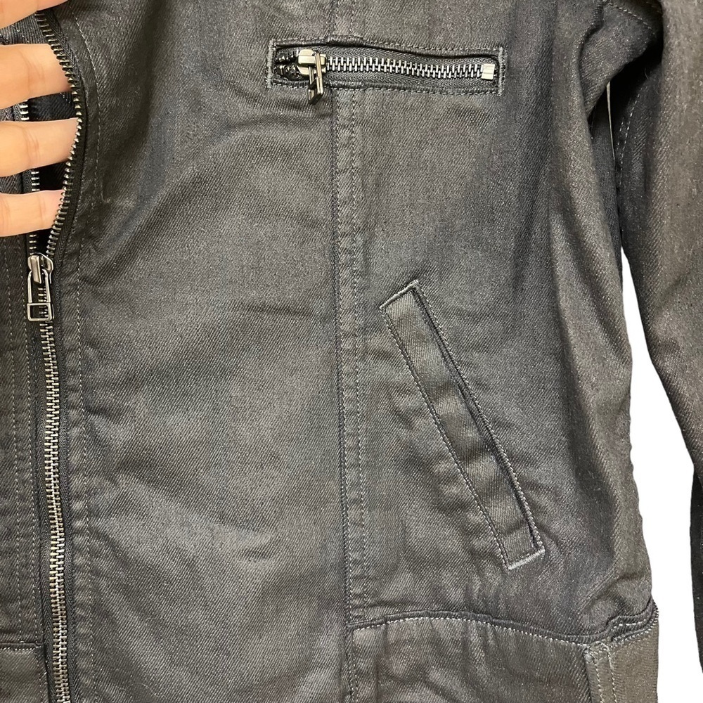 Levi Black Wax Denim Moto Trucker Jacket. Medium #404 - Picture 4 of 10